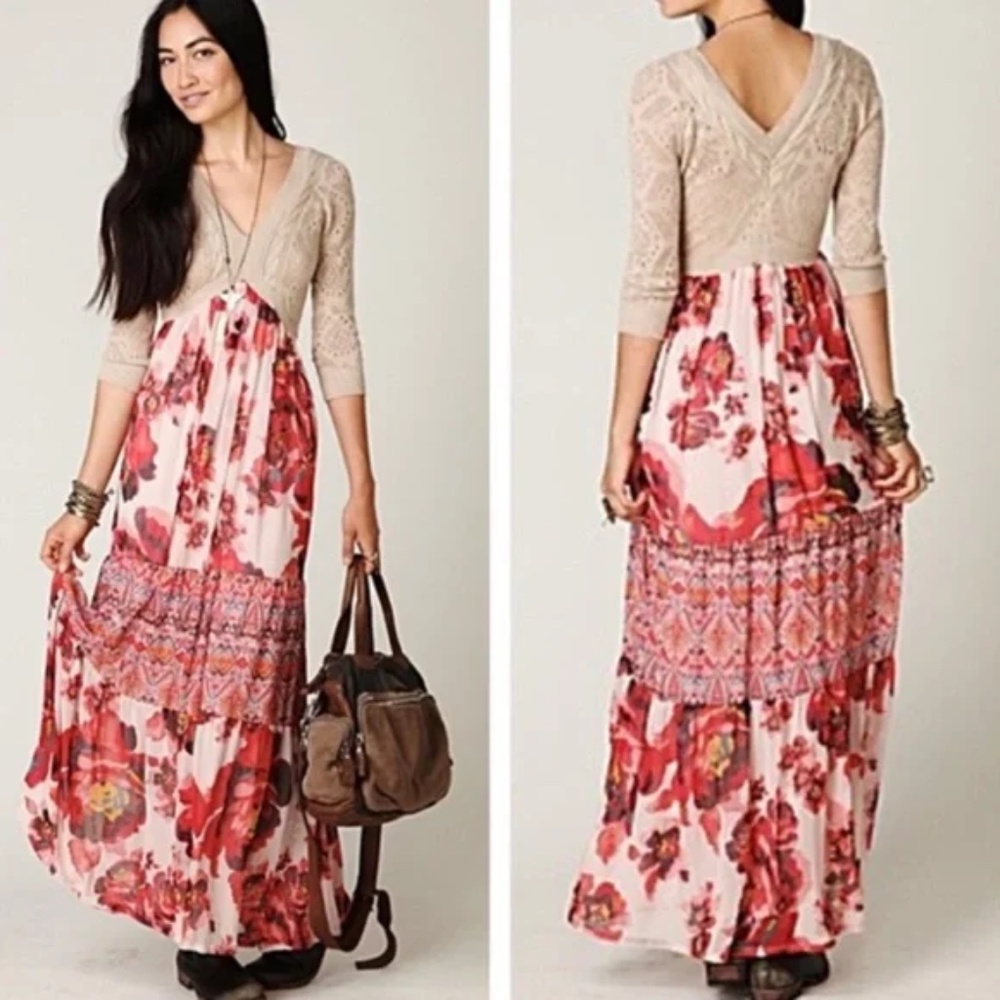 Free People Ethnic Rose Maxi Dress